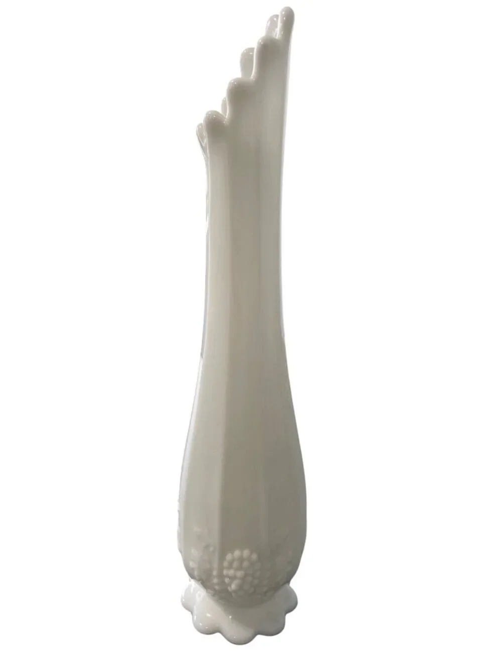 Vintage Westmoreland White Milk Glass Handcrafted Bud Vase Grape Pattern Retro